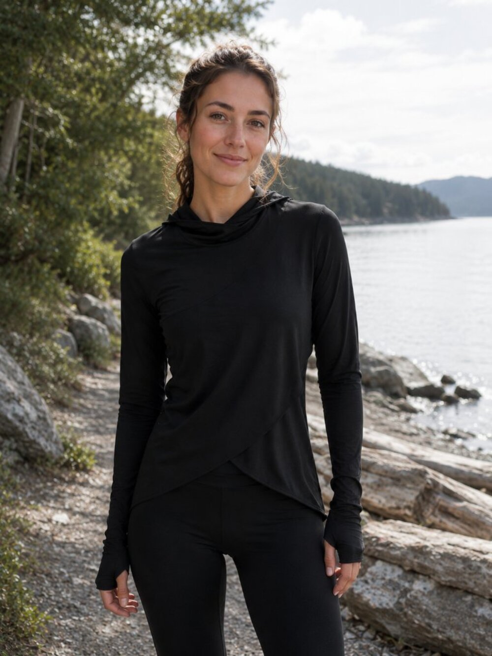 Patagonia Black Overlap-Hem Lightweight Hoodie